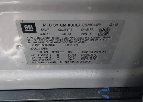 2017 Buick Encore Sport Touring from USA, damaged, VIN KL4CJ1SB3HB045457